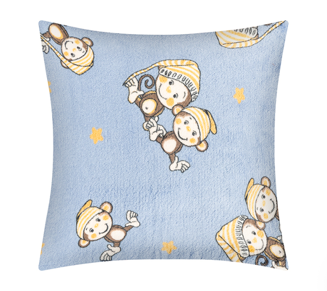 Bellatex Polštářek ELLÍK dětský motiv 35x40 cm Opička Modrá,Hnědá