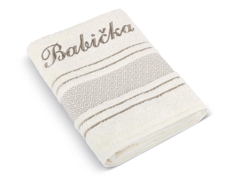 Bellatex Froté ručník mozaika se jménem BABIČKA 50x100 cm Babička Béžová