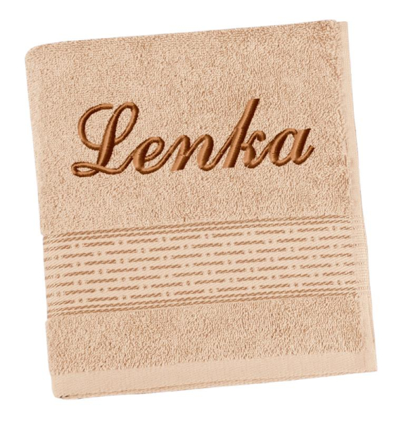 Bellatex Froté osuška proužek s výšivkou jména 70x140 cm Béžová