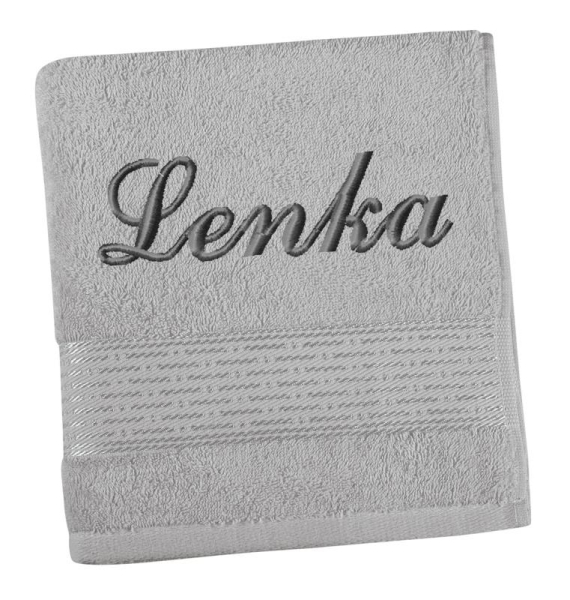 Bellatex Froté osuška proužek s výšivkou jména 70x140 cm Šedá
