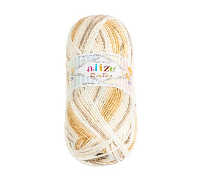 Bellatex Příze BABY BEST BATIK 100g / 240 m Béžová,Hnědá,Bílá