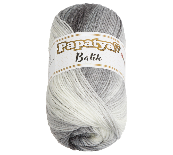 Bellatex Příze PAPATYA BATIK 100g / 360 m Bílá,Šedá