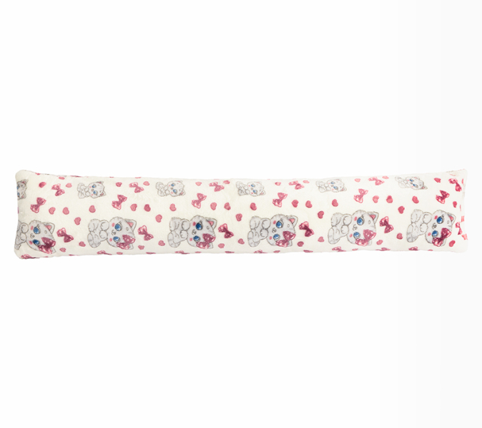Bellatex Polštářek válec 15x85 cm Kočka Růžová,Bílá