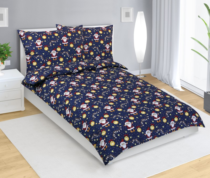 Bellatex Povlečení dětské Vánoce 140x200, 70x90 cm Vánoce skřítek Modrá,Žlutá,Bílá