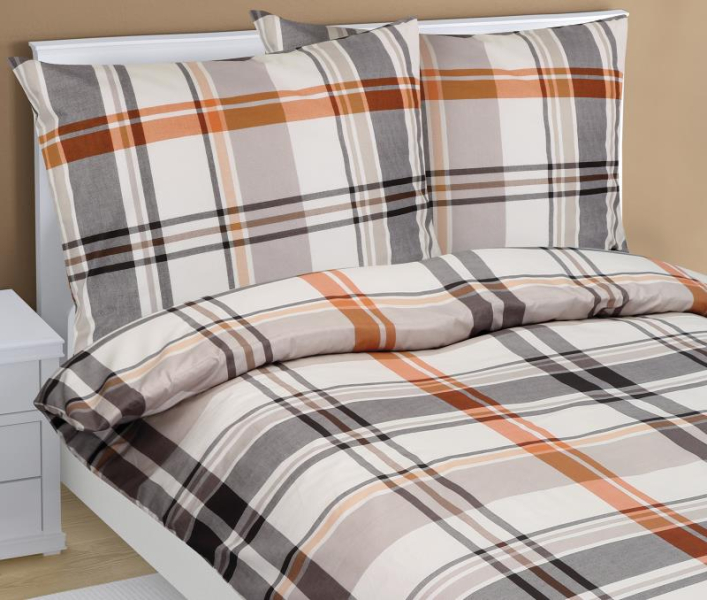 Bellatex Povlečení bavlněné Káro Šedá,Oranžová