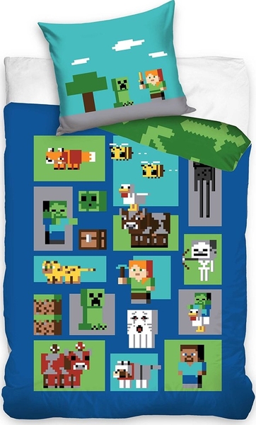 Carbotex dětské povlečení bavlna Minecraft Figure 140x200, 70x90 cm  