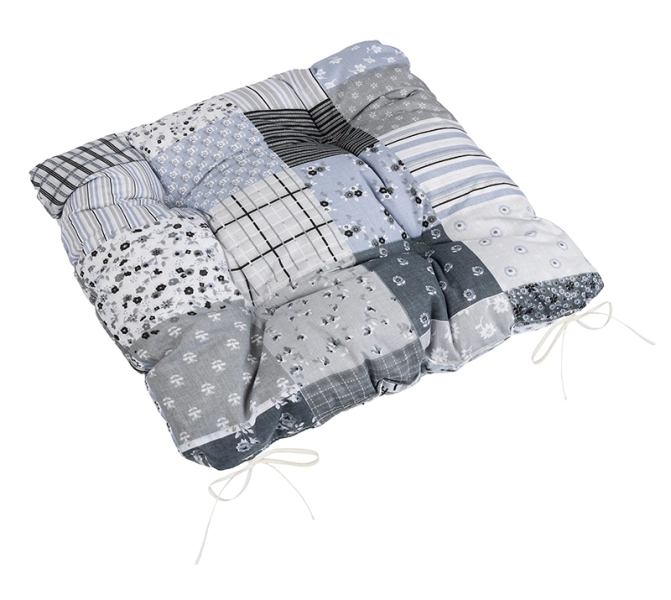 Bellatex Sedák Adéla prošívaný 40x40 cm Patchwork Šedá