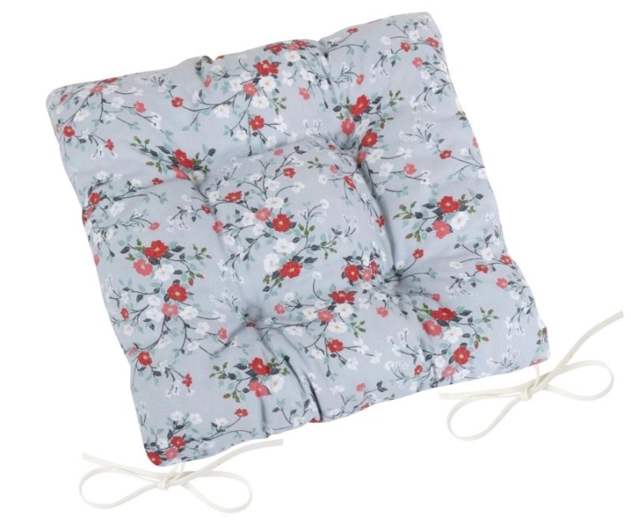 Bellatex Sedák DITA prošívaný 40x40 cm Kvítí Šedá,Červená,Bílá