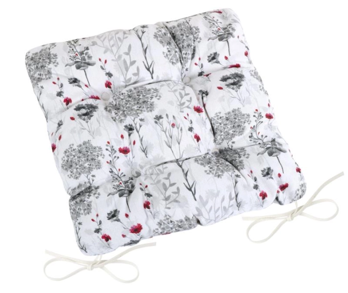 Bellatex Sedák DITA prošívaný 40x40 cm Větvička Šedá,Červená,Bílá