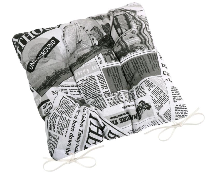 Bellatex Sedák EMA prošívaný 40x40 cm Noviny Černá,Bílá