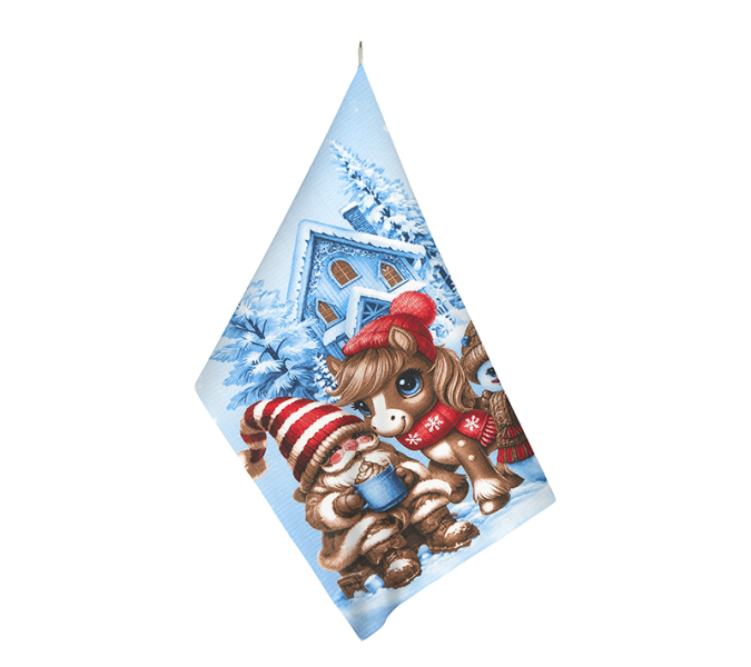 Bellatex Kuchyňská utěrka 1 ks 50x60 cm Sněhulák Modrá,Červená,Hnědá