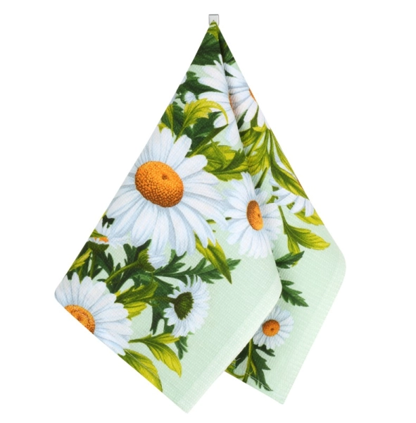 Bellatex Kuchyňská utěrka 1 ks 50x70 cm Kopretina Zelená,Bílá,Žlutá