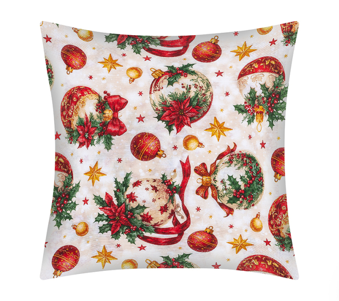 Bellatex Polštářek VÁNOCE 40x40 cm Vánoční ozdoby Červená,Zlatá,Smetanová