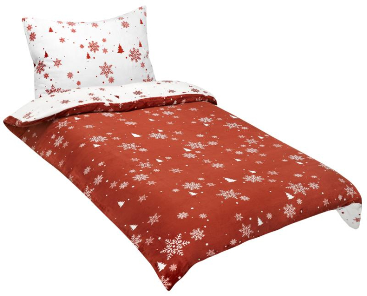 Bellatex Povlečení MIKROFLANEL 140x200, 70x90 cm Vločka Terrakota,Bílá