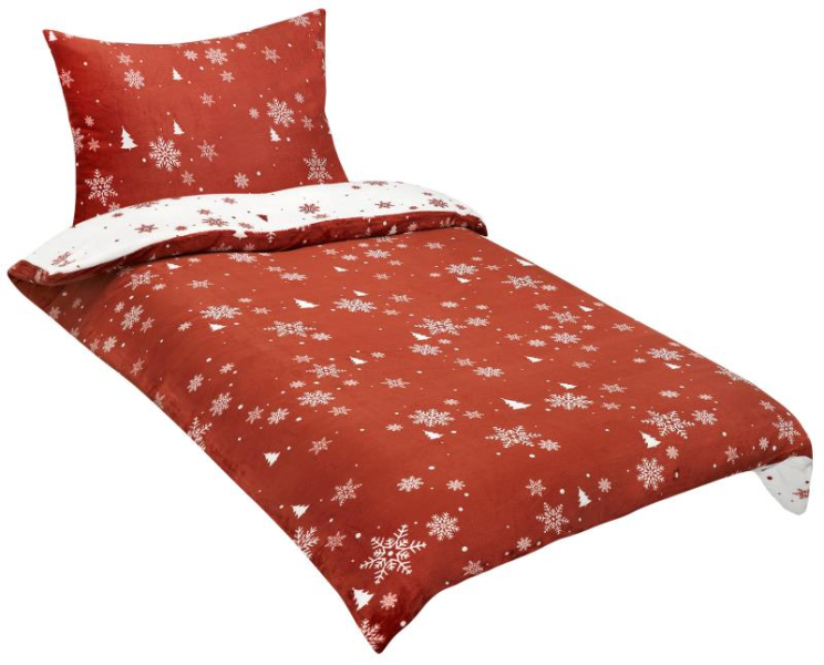 Bellatex Povlečení MIKROFLANEL 140x200, 70x90 cm Vločka Terrakota,Bílá