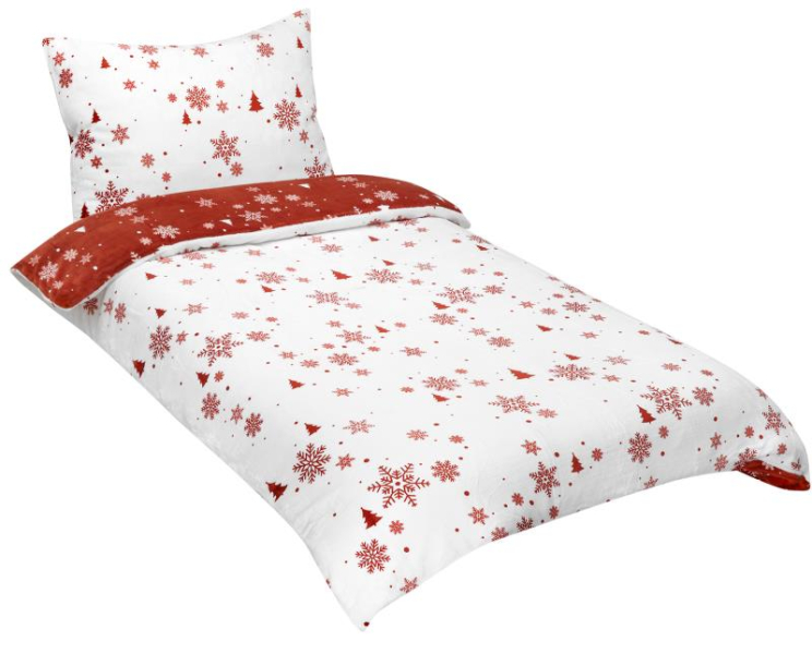 Bellatex Povlečení MIKROFLANEL 140x200, 70x90 cm Vločka Terrakota,Bílá