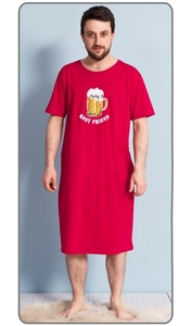 Pánská noční košile s krátkým rukávem Velké pivo vel.M červená